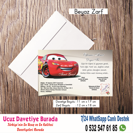 CARS ARABALI UCUZ SÜNNET DAVETİYE - BİLGİ-NUMUNE-SİPARİŞ İÇİN WHATSAAP : 0532 547 61 85