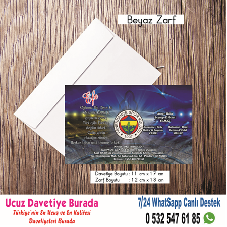 FENERBAHÇE SÜNNET DAVETİYE - NO371 - BİLGİ-NUMUNE İÇİN WHATSAAP : 0532 547 61 85