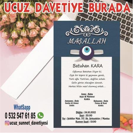 UCUZ SÜNNET DAVETİYESİ -11066 - BİLGİ ve SİPARİŞ İÇİN WHATSAPP : 0 532 547 61 85